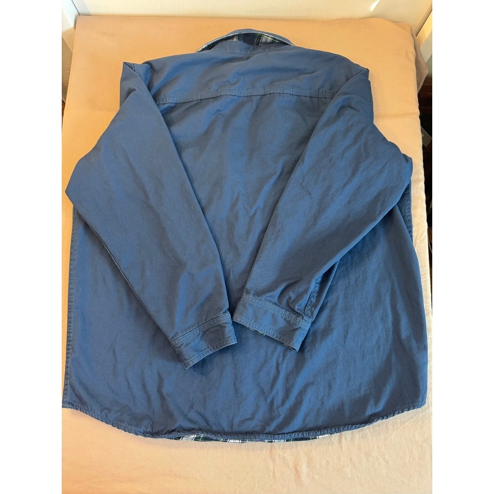 LL Bean Mens Blue Scotch Plaid Lined Work Shirt Jacket XL Regular Flannel Button - Picture 8 of 14